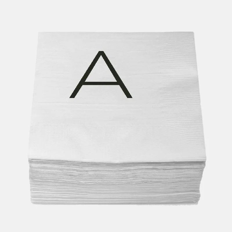 Monogram Paper Cocktail Napkins, A-Z