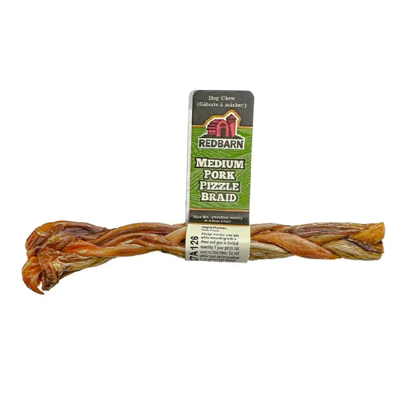 Redbarn Pet Products Pork Pizzle Braid Dog Chew 40 ct