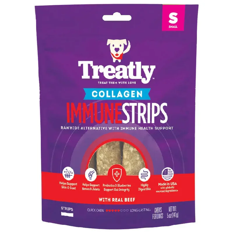 Treatly Collagen Immune Strips Beef Dog Chews 5 oz