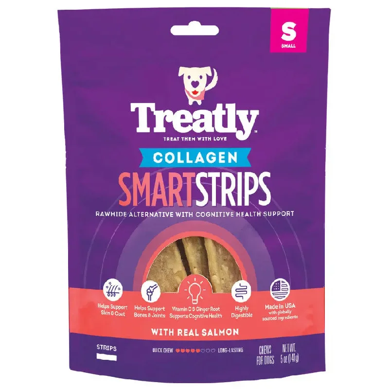 Treatly Collagen Smart Strips Salmon Dog Chews 5 oz