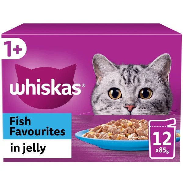 Whiskas | Wet Cat Food Pouches | Adult | Fish Favourites in Jelly - 12 x 85g